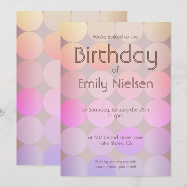 Moderne Einladung zum Geburtstag (Vorne/Hinten)