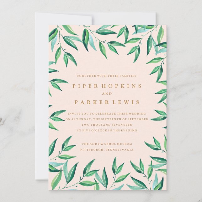 Moderne Einladung zum Hochzeitsfeiern am tropische (Vorderseite)