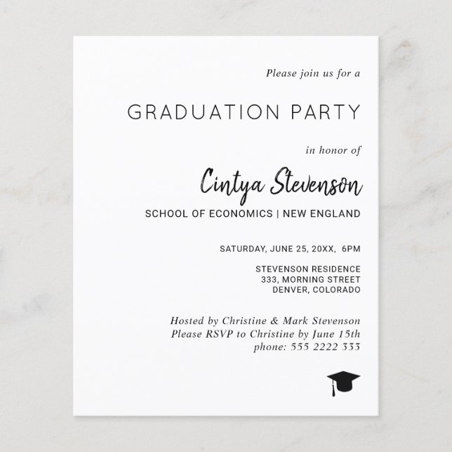 Moderne Einladung zur einfachen Graduiertenparty Flyer (Vorne)