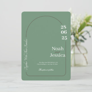 Moderne Einladung zur Grünen und Weißen Hochzeit