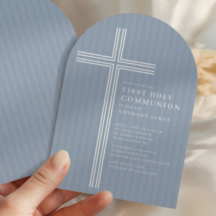 Moderne Einladung zur Heiligen Kommunion mit Kreuz