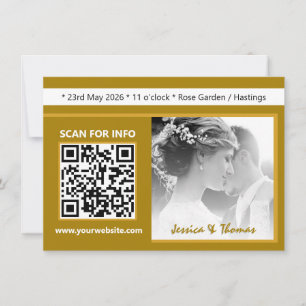 Moderne Einladung zur Hochzeit, QR-Code, Foto, Gol