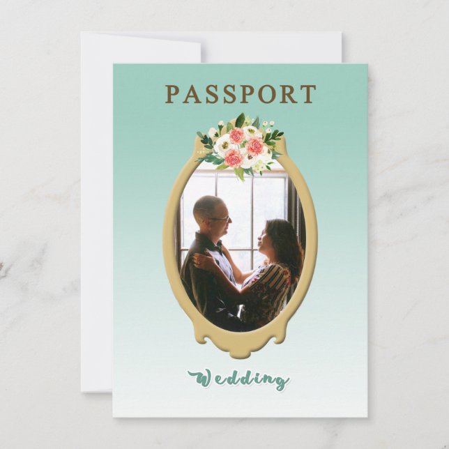 Moderne Einladung zur Hochzeit von Passport (Vorderseite)