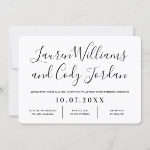 Moderne Einladung zur Hochzeit von weißen und schw