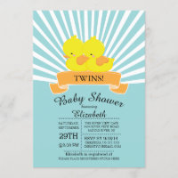 Moderne Einladungen für die Duck Twin Baby Shower