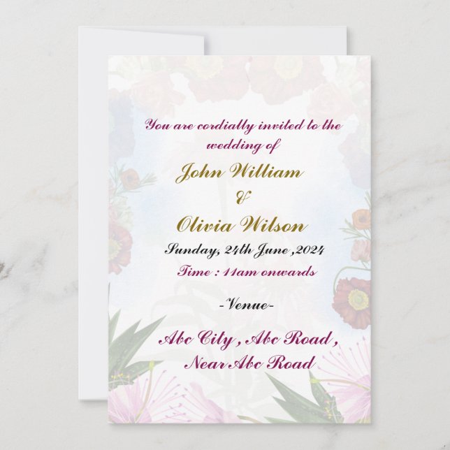 Moderne Einladungen für Hochzeiten (Vorderseite)