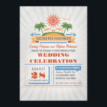 Moderne Einladungen für Hochzeiten am Strand<br><div class="desc">Retro Strand Szene Hochzeitseinladung mit Palmen,  blauen Wellen,  Seesternpaare,  Sonnenschirme,  heiße Sonne und zwei Korallen Liebe Herzen. Die perfekte Hochzeitsreise für Hochzeiten oder Hochzeiten in Urlaubsort am Strand.</div>