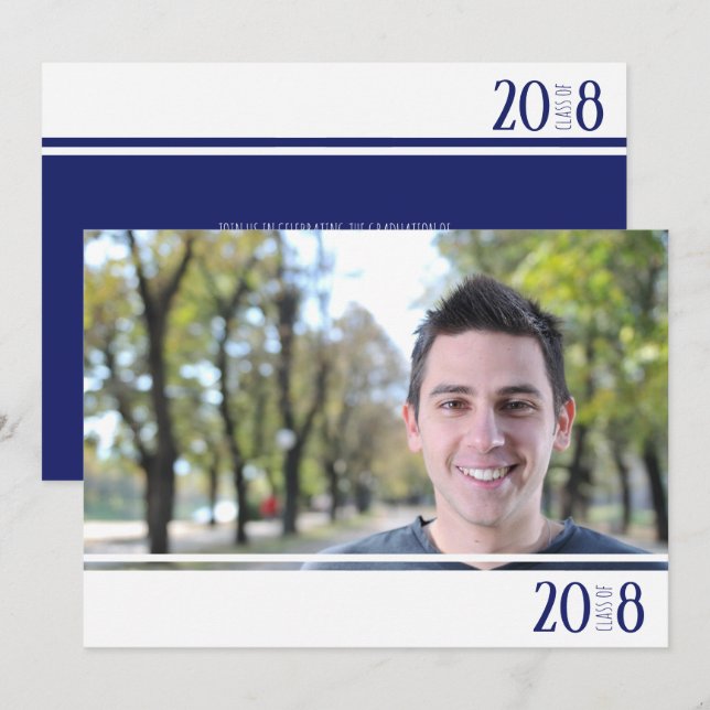 Moderne Einladungen in der Nay & White Class (Vorne/Hinten)