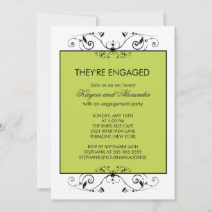 Moderne Einladungen zur Green & Black Scroll Verlo
