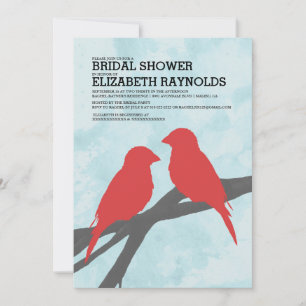Moderne Einladungen zur Red Bird Bridal Dusche