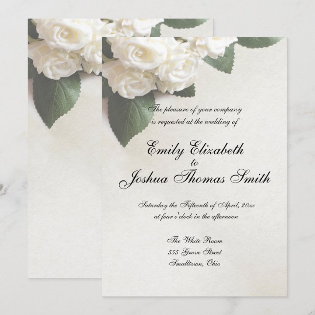 Moderne Einladungen zur White Wedding individuell  (Vorne/Hinten)