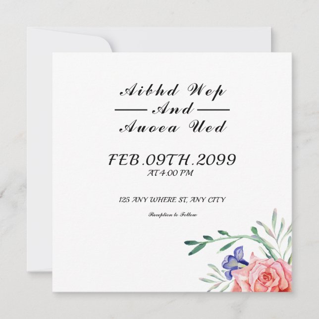 Moderne Einladungskarte für Hochzeiten (Vorderseite)