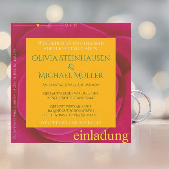 Moderne EinŌ zur Hochzeit mit Rose Dankeskarte (Von Creator hochgeladen)