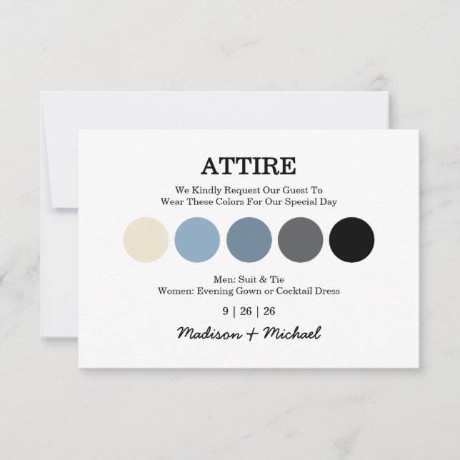 Moderne Eintrittskarte für die Hochzeitskleidung Karte (Vorderseite)