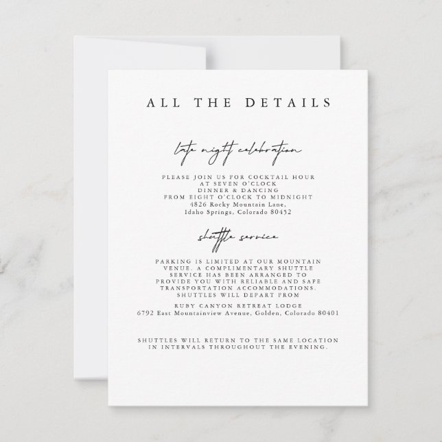 Moderne Eintrittskarten für einfache Hochzeiten Einladung (Vorderseite)