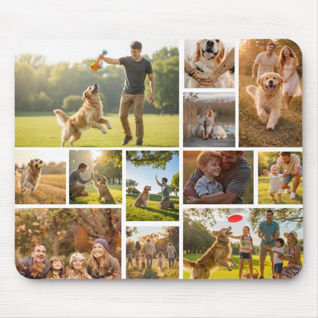 Moderne einzigartige 12-Foto-Collage-Mauspad Mousepad (Vorne)