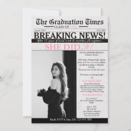 Moderne einzigartige lustige Foto-Zeitung Abschlus Einladung