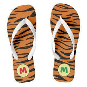 Moderne einzigartige Monogramm-Tierdruck-Braun Flip Flops