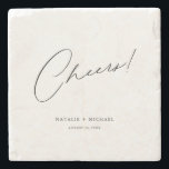 Moderne, einzigartige Personalisierte Hochzeit Steinuntersetzer<br><div class="desc">Suchen Sie eine einzigartige und personalisierte Gastgeschenk Hochzeit, dass Ihre Gäste Liebe? Schauen Sie nicht weiter als diese Chefs Moderne Personalisierte Custom Wedding Stone Untersetzer! Mit einem schlichten, aber stilvollen Design, das das Wort "Cheers" in einem modernen, kalligraphischen Skript-Schriftart enthält, sind diese Untersetzer perfekt für jede Hochzeit, jedes Brautparty oder...</div>