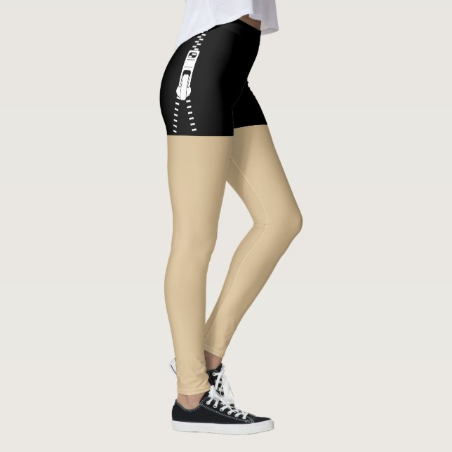 Moderne, einzigartige schwarze Fake Shorts mit Rei Leggings (Rechts)