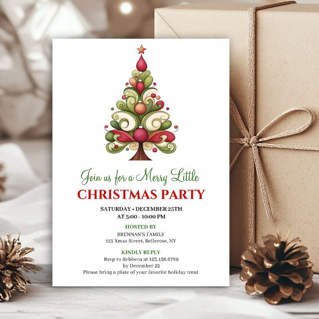 Moderne einzigartige Weihnachtsbaum-Feierparty-Ein Einladung (Modern unique Christmas tree holiday party invite)