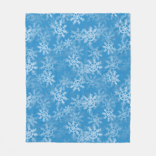 Moderne Eisblaue, Graue und Weiße Schneeflockenmus Fleecedecke