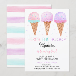 Moderne Eiscreme Hier ist der Scoop Geburtstag Einladung