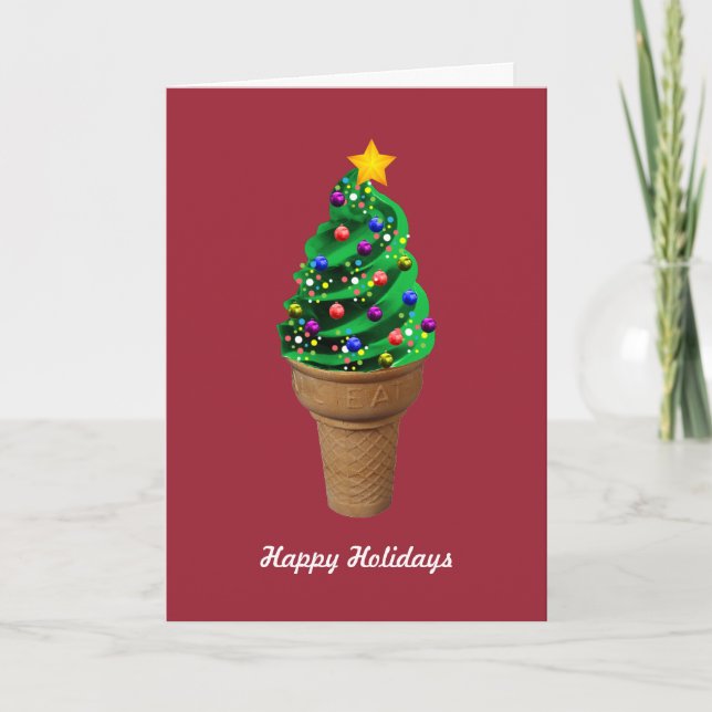 Moderne Eiscreme-Weihnachtsbaum-Gruß-Karte Feiertagskarte (Vorderseite)