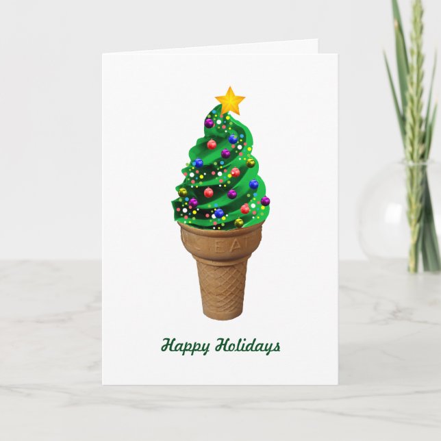Moderne Eiscreme-Weihnachtsbaum-Gruß-Karte Feiertagskarte (Vorderseite)