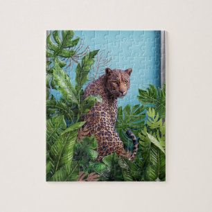 Moderne eklektische Leopard Dschungel-Puzzle 110 T