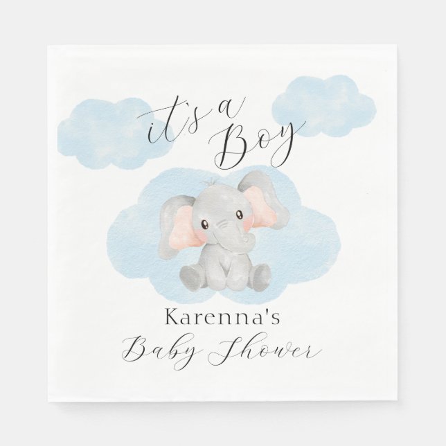 Moderne Elefantenwolken Es ist eine Baby-Dusche Serviette (Vorderseite)