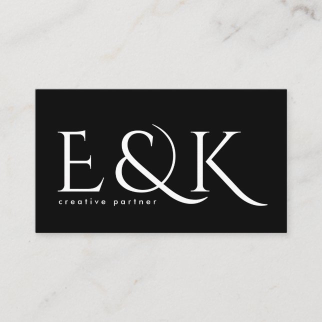 Moderne Elegance Bold Big Monogram Black Script Visitenkarte (Vorderseite)