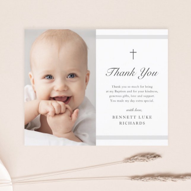 Moderne Elegance Boys or Girls Taufe Vielen Dank Postkarte (Von Creator hochgeladen)