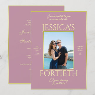 Moderne Elegance Dusty Pink Foto 40. Geburtstag Einladung