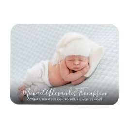 Moderne Elegance Foto Baby Boy Geburtsankündigung Magnet