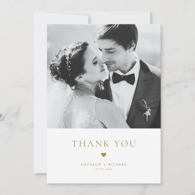 Moderne Elegance Gold Typografy Wedding Dankeskarte (Vorderseite)