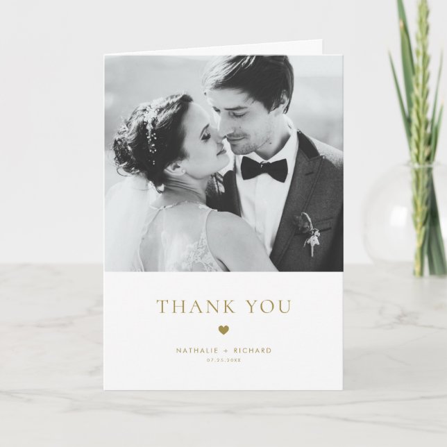 Moderne Elegance Gold Typografy Wedding Dankeskarte (Vorderseite)