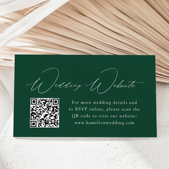 Moderne Elegance Green Wedding Website QR Code Begleitkarte (Von Creator hochgeladen)