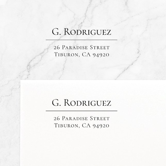 Moderne Elegance Line. Minimaler Typo. Adresse 05b Permastempel (Classic, elegant return address self-inking stamp featuring custom name and address with fine line.)