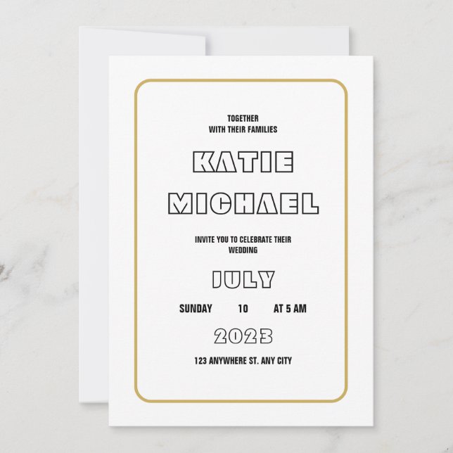 Moderne Elegance Minimalistische Hochzeit an der G Einladung (Vorderseite)