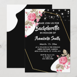 Moderne Elegance Pink Bläserschnürbachelor Einladung