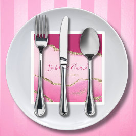 Moderne Elegance Pink & Gold Agate Hochzeit Serviette