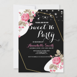 Moderne Elegance Rosa Blumenstrauß leicht süß 16 Einladung