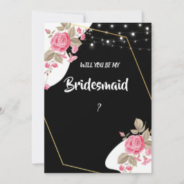 Moderne Elegance Rosa Blumenzange Bridesmaid Einladung