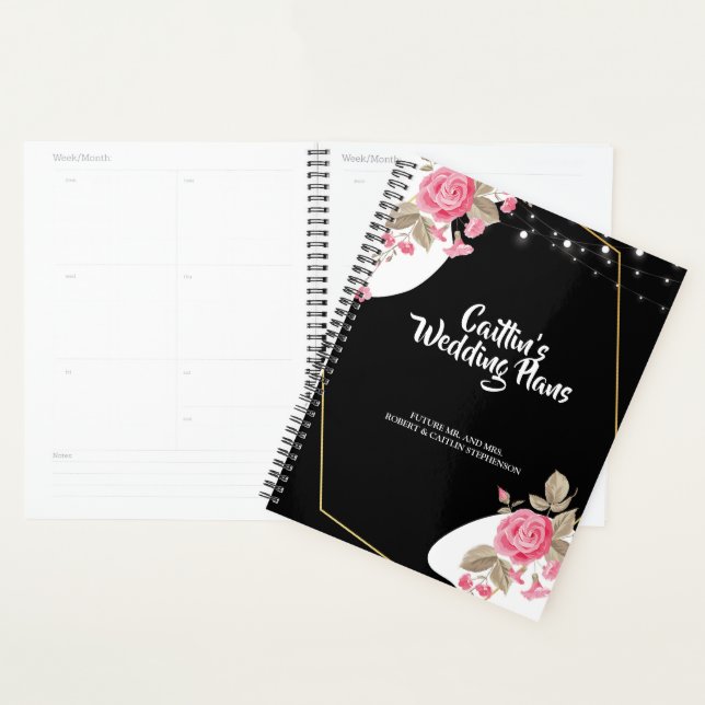 Moderne Elegance Rosa Blumenzange Hochzeitsplaner Planer (Anzeige)
