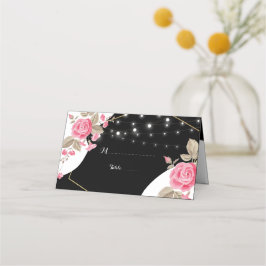 Moderne Elegance Rosa Blumenzange Platzkarte