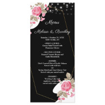Moderne Elegance Rosa Floral String Light Menu