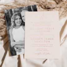 Moderne Elegance Rose Gold Monogram Foto Wedding