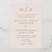 Moderne Elegance Rose Gold Monogram Wedding