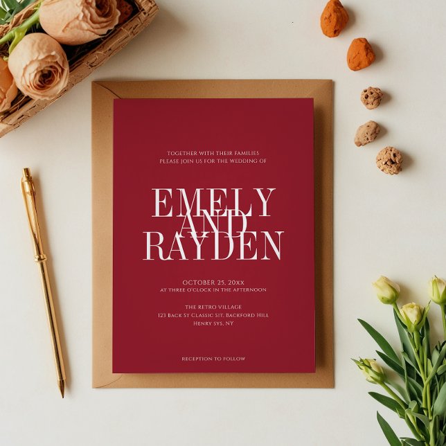 Moderne Elegance Ruby Red QR Code Wedding Einladung (Von Creator hochgeladen)